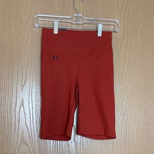 Under Armour High Rise Scarlet Red Workout Shorts